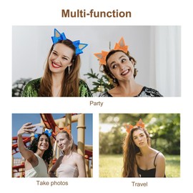 QUOKIO Blue Dog Happy Birthday Headbands Decorations, Blue Glitter Bows Ears Hair Clips for Kid, Boys and Girls Birthday Party Supplies(4 PCS)