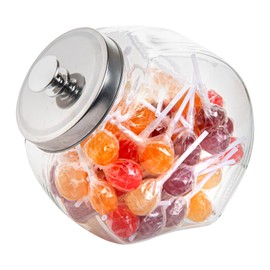 Restaurantware Vetri 0.5 Gallon Penny Jar 1 Durable Candy Jar - With Wide Spout Chrome Lid Clear Glass Cookie Jars For Kitchen Counter Dishwashable