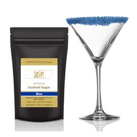 Cocktail Rim Sugar - All-Natural Fruit & Veg Coloring, Gluten-Free Vegan GMO-Free (Blue Non-Flavored, 8oz)