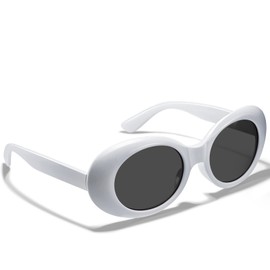 Retro Tinted Oval Sunglasses for Women UV Protection, 90s Clout Goggles Disco Cosplay Glasses Thick Frame Driving Eyewear