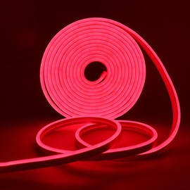 XUNATA WiFi Neon LED Strip, 12 V 5 m Red Waterproof Diffusion Neon Flex LED Strip Light, Smart App Control, Music Sync, with Remote Control, Compatible with Alexa Google Assistant
