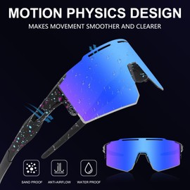 OULAIQI Cycling Glasses Sports Sunglasses with Replaceable Nose Pad for Men Women Cycling Baseball Sunglasses