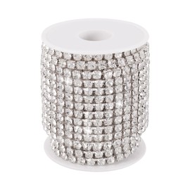 Craftdady 10 Yards Crystal Rhinestone Chain DIY Diamond Trim Silver Rhinestone Cup Chains with Spool for Clothing Jewelry Making Wedding
