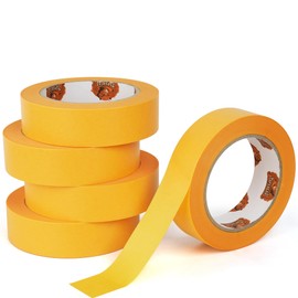TAPEBEAR Delicate Surface Advanced Masking Tape 30mm x 50m, Orange Painters Tape Indoor Painting Decorating with No Paint Bleed, Sharp Lines, Damage-Free, Low Tack, 5Rolls