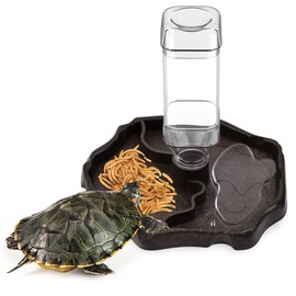 UHETLET Turtles Water Bowl Turtles Terrarium Water Basin Turtles Water Dispenser with Bottle Land Turtles Accessories Water Bowls for Turtles Snake Gecko Lizards Hamster