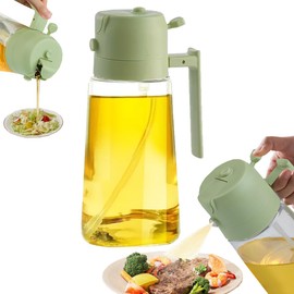 RFetomax Oil Sprayer for Cooking-2 in 1 Olive Oil Dispenser, 16oz/470ml Oil Dispenser Bottle Oil Mister for Air Fryer, BBQ,Salad, Frying, Barbecue (Green)