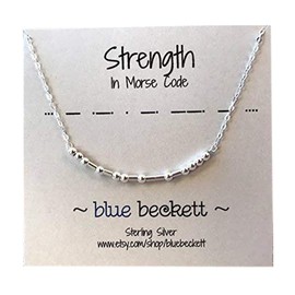 STRENGTH Morse Code Necklace - Sterling Silver or Gold Filled