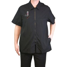 CHARLENE Classic Barber Zip Jacket with Collar and Barber Pole Logo (L, BLACK)