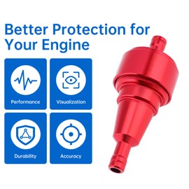 Windance 4Pcs 1/4inch Fuel Filter Fuel Switch Fuel Line Replacement Kit,1M Length 3/16 Inch ID Fuel Line Hose t for Motorcycle Scooter ATV Mopeds Tractor Lawn Mower Boats Go Kart (Red)