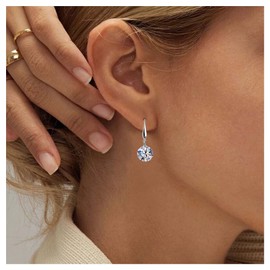 Inilbran Boho Crystal Rhinestone Earrings Silver Crystal Hook Earrings Vintage Crystal Dot Earrings Sparkling CZ Crystal Stud Earrings Jewellery for Women and Girls Gifts, Crystal