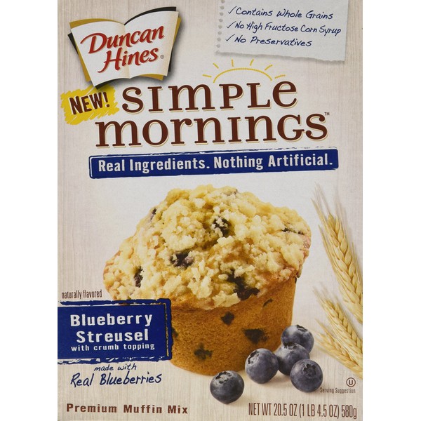 Duncan Hines Simple Mornings Muffin Mix - Blueberry Streusel - 20.5 oz - 2 Pack