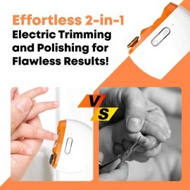 Electric Automatic Nail Clipper Trimmer - 2 in 1 Rechargeable Fingernail File Grinder Cutter for Baby Adults Seniors - Multifunctional Manicure Polisher with LED for Trimming Polishing Nails