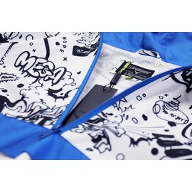 SCREENSHOT-S51051 Hip-Hop Hooded Water Resistant Windbreaker - Outdoor Lightweight Urban Graffiti Cartoon Pattern Pullover Jacket-White-2XLarge