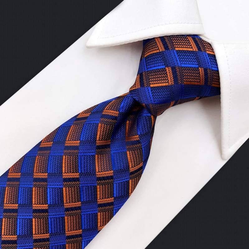 [S&W SHLAX&WING] Men's Necktie Pocket Square Blue Copper Tie Set