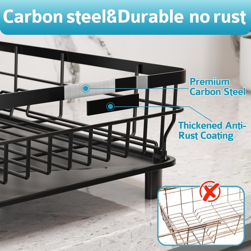 Ricobes Dish Drying Rack - Metal Space Saving Dish Rack