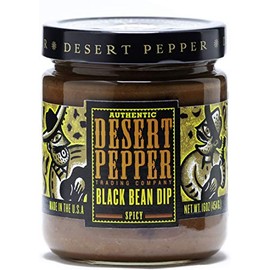 Desert Pepper Spicy Black Bean Dip with Black Beans, Jalapeno Peppers and Fresh Vegetables, Gluten-Free, Low Carb Snack 16 oz, Pack of 1