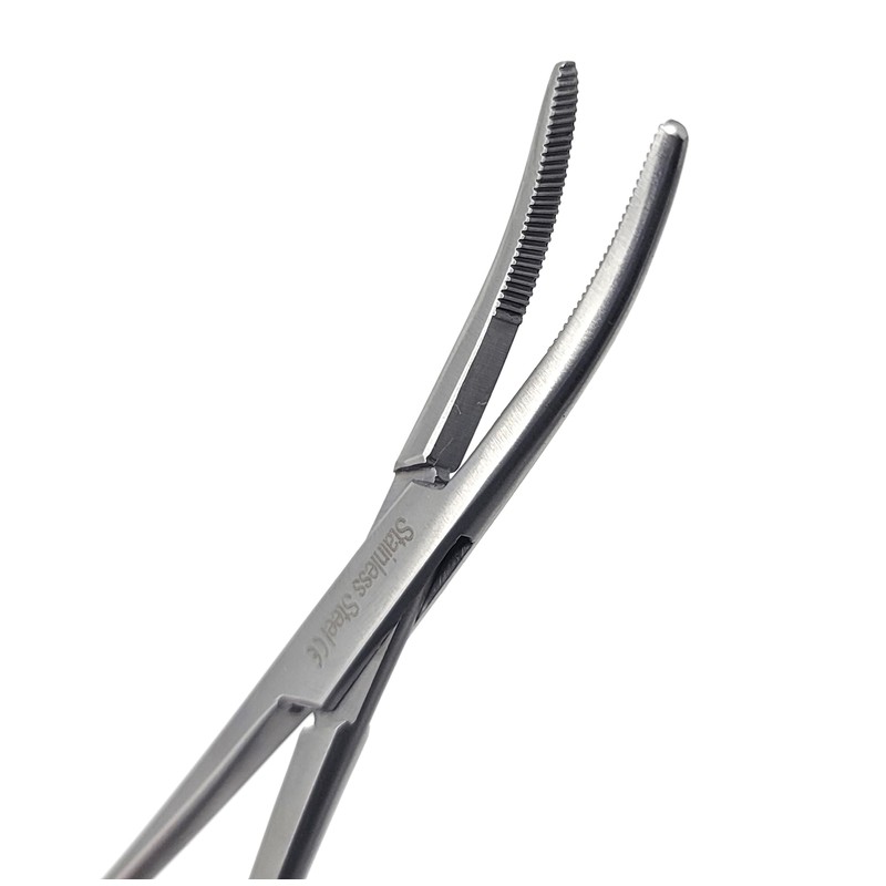 Set of 2 Curved + Straight Kelly Hemostat Forceps with
