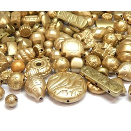 Pack of 150 Plastic Beads Metallic Matt Gold Beads Mix Acrylic Beads Set Bead for Threading Bead Set Craft Set