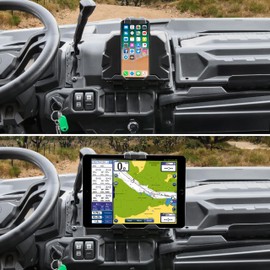 SAUTVS Tablet Phone Device Holder for Can Am Defender, Electronic Device GPS Mount Phone Tablet Holder with Extra Storage Box for Can-Am Defender HD9 MAX 2022-2025 Accessories