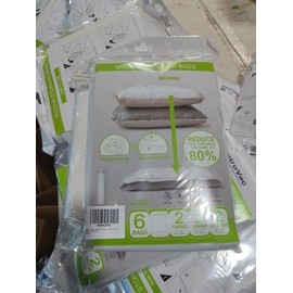 ZentroVac Vacuum Storage Bags – 6 Pack | Reusable Space Saver Bags for Clothes, Blankets & Travel | Double Zipper Seal & Hand Pump Included