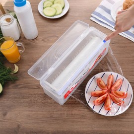 Plastic Wrap Dispenser with 12"x500ft BPA free Film - Cling Wrap Dispenser with Cutter for Food Film, Aluminum Foil, Baking Paper & More