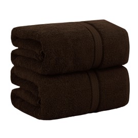 COTTON CRAFT Ultra Soft Bath Sheets - 2 Pack - 35 x 70 - Absorbent Quick Dry Everyday Luxury Hotel Bathroom Spa Gym Shower Beach Pool Travel Dorm - 100% Cotton - 580 GSM - Easy Care - Chocolate Brown