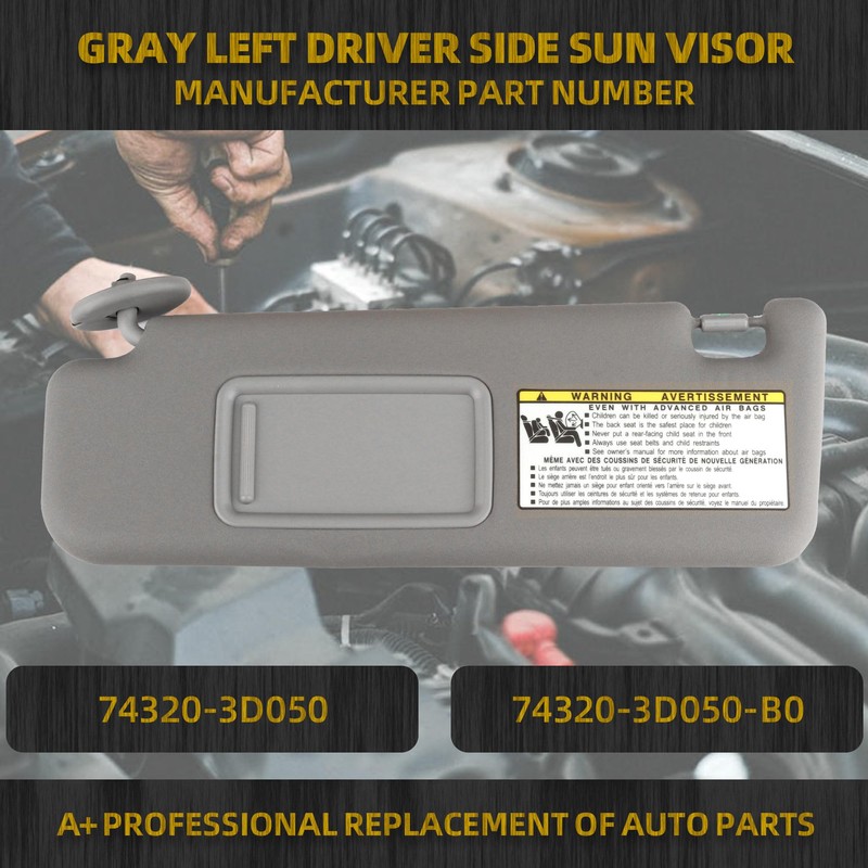 Dasbecan Gray Left Driver Side Sun Visor Compatible with Toyota