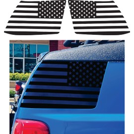 Compatible with Toyota FJ Cruiser 2007-2017 | Precut American Flag Window Decals | Both Side | Proudly Made in The US | Matte Black (Straight)