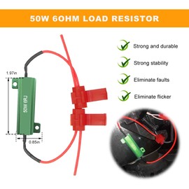 ZNDAW 2 PCS 50W 6Ohm LED Load Resistors, Fix Fast Flash Blink Error Code Flickering Resistor with 4 Wire Clips, Automotive Turn Signal LED Kit for 1157 BAY15D LED Turn Signal Lights (Green)