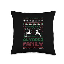 Ugly Christmas shirt Alvarez Funny Matching Ugly Christmas Family Name Alvarez Throw Pillow, 16x16, Multicolor