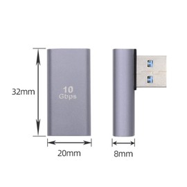 NFHK 10Gbps USB3.0 Male to Female Extension Power Data Video Adapter Low Profile 90 Degree Left Angled Type