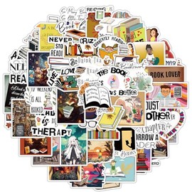 Pack of 50 Reading Stickers Pack Read Sticker Set Waterproof Vinyl Sticker for Laptop Children Cars Motorcycle Bicycle Skateboard Luggage Suitcase Computer Sticker Graffiti Decal