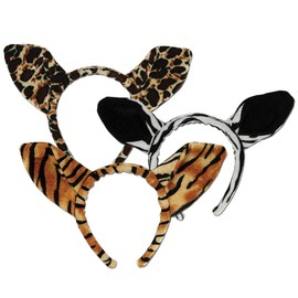 Soft-Touch Animal Print Ears (asstd leopard, tiger, zebra) Party Accessory (1 count) (1/Pkg)