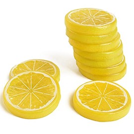 Hagao Fake Lemon Slice Artificial Fruit Highly Simulation Lifelike Model for Home Party Decoration Yellow 10 pcs