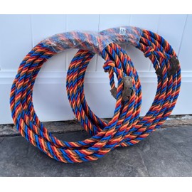 39ft Poly Nylon Blue and Orange Western Rodeo Rope, Charro Saddle SOGA Reata para Florear, Cowboy Lasso
