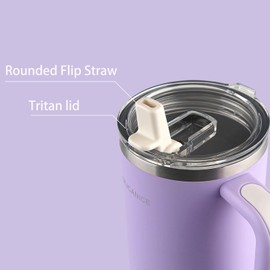 Purple Soft Touch Body & Detachable MacStraw,40 Oz Stainless Steel Insulated Tumbler with Deep cleaning Straw & Handle,Dishwasher Safe, Thermal Cup for Cupholder Compatible for Travel