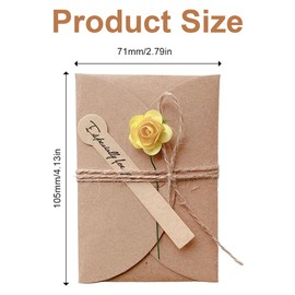 YHIJSR 6 Piece Greeting Card Set Blank Handmade Retro Kraft Paper Card and Envelope Blank with Dried Flowers for Thanksgiving Day Valentine's Day Mother's Day Flowers 7.1 cm x 10.5 cm