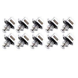 10 Pieces Zinc Alloy Cupboard Push Button Lock RV Locks with Screw and Strike Plate, Door Catch Lock Bolt Button Cabinet for RV Caravan Motorhome Yacht (Silver)