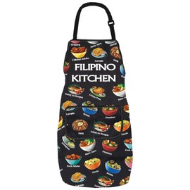 PXTIDY Filipino Food Cooking Apron Filipino Cuisine Gift Philippines Vacation Gift Philippines Kitchen Apron With Pockets (FILIPINO A)