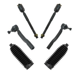 TRQ Front Driver & Passenger Side Inner & Outer Steering Kit Steering Rack & Pinion Bellow Tie Rod Compatible with 2005-2012 Toyota Avalon 2007-2011 Camry