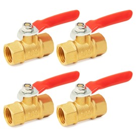 ChillWaves Brass Ball Valve, Air Compressor Ball Valve Shut Off Switch 1/4" NPT Female x 1/4" NPT Female Thread Pipe Fitting(4-PACK)