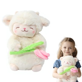 CINVAIKROSE Juguete Peluche Cordero, 28cm Juguete Peluche Cordero, Tulipán de Cordero Lindo Animal Peluche Niños Compañero de Dormir Peluche Juguete Regalo de Cumpleaños de Navidad para Niños y Niñas