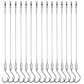 OROOTL Fishing Circle Hooks Rigs, 15/30pcs Saltwater Fishing Steel Leader Hook Rigs Heavy Duty Circle Hook with Wire Leader Circle Hook Rigs for Catfish Lure Rig Catfishing Tackle