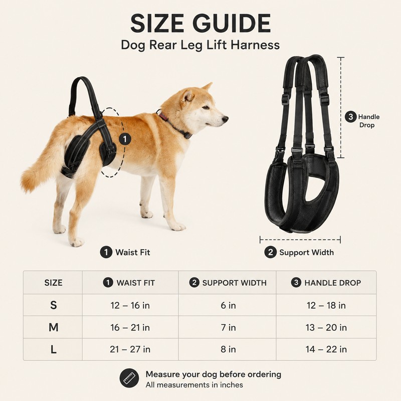 Adjustable Dog Rear Leg Lift Harness – Padded Hind Leg