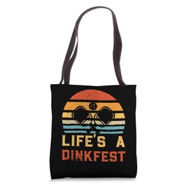 Life's A Dinkfest Retro Pickleball Tote Bag