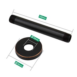 Straight Shower Arm 6 Inch Water Outlet PJ0614, Oil Rubbed Bronze Finish, Made of Stainless Steel with Gasket Flange by Purelux