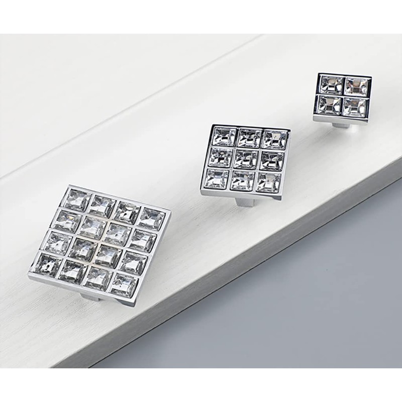 ESreake 10 Pack Extra Large Square Crystal Rhinestone Cabinet Knobs