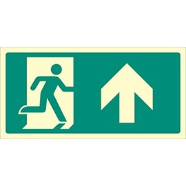 Sign, Arrow Ahead, Glow Rp, External Height 150mm, External Width 300mm, Sign Colour White on Green, Sign Legend Fire Exit Arrow Up, Sign Material Plastic - Photoluminescent, Sign Type Emergency Exit,