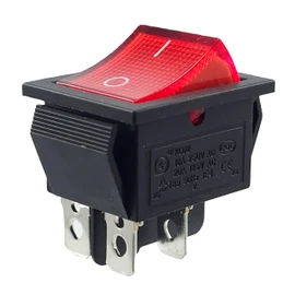 Rocker Switch, Device Switch 4 Pin 16 A 250 VAC 28 x 21 mm, Rocker Red LED Illuminated
