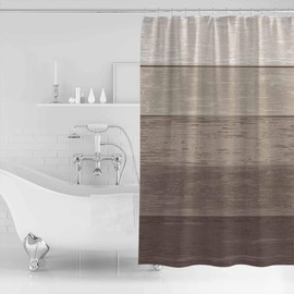 Brown Farmhouse Shower Curtain Set with Hook 48" x 72",Washable Cloth Polyester Fabric Shower+Curtain,Waterproof Bath Curtains for Bathroom,Showers,Bathtubs Decor Vintage Gradient Retro Wooden Grain